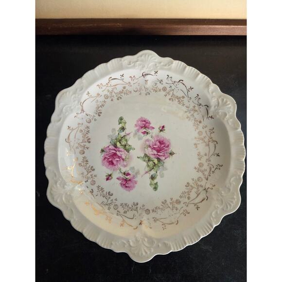 Antique Sèvres Plate Pink Roses & Gold Gilt Fleur-de-Lis Mark France 10.5" - Picture 2 of 8